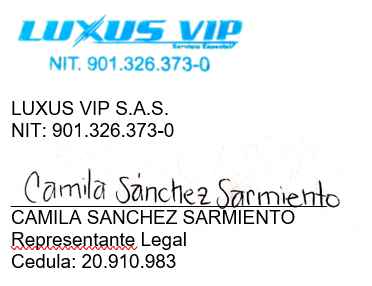 Firma y datos Luxus VIP